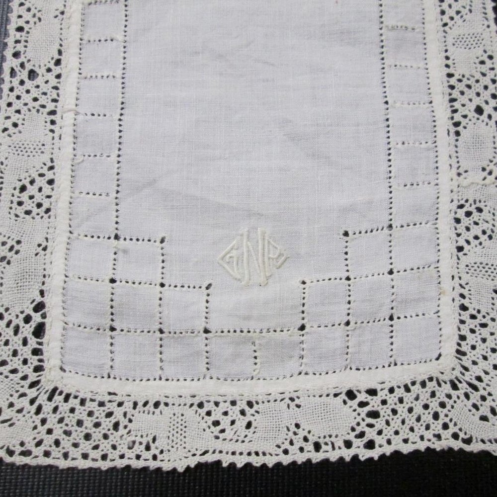 Vintage Monogram Pulled Thread Handkerchief Lot 3… - image 8